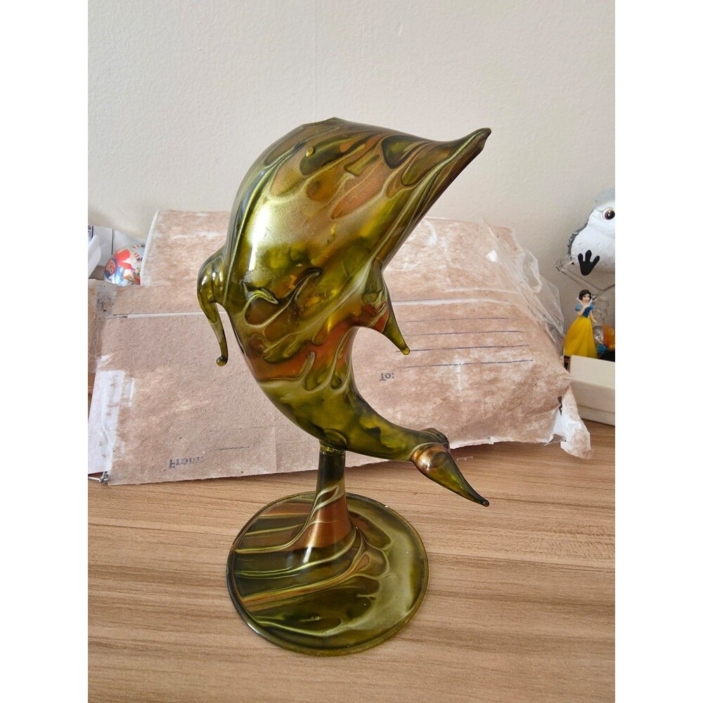 Vintage glass dolphin vase